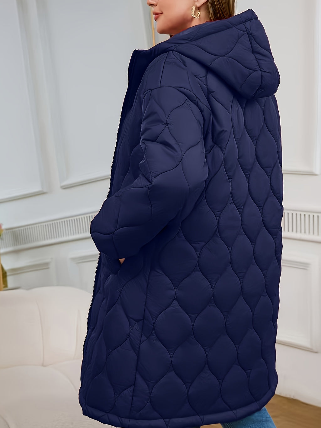 Veste grande taille à imprimé fleuri, coupe oversize, capuche, autre coloris