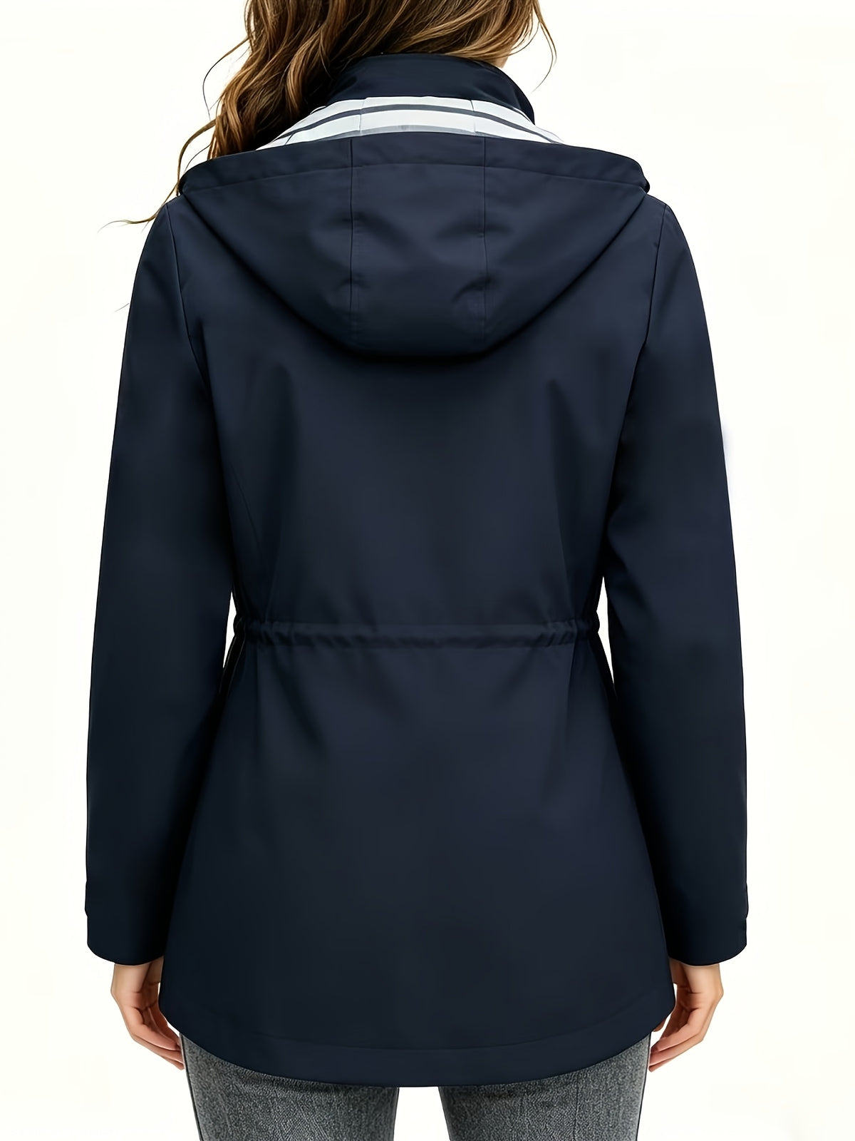 Veste grande taille, fermeture zippée, coupe-vent, tissu opaque