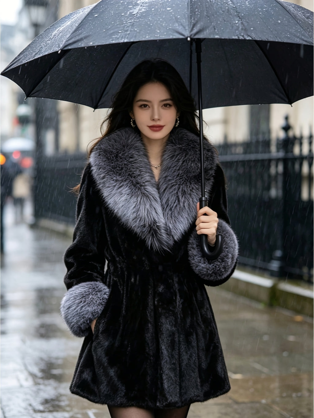 Manteau grande taille, chaleur d'hiver, longueur midi, porté de face