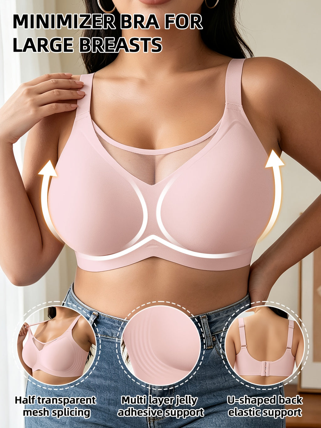 Soutien-gorge grande taille — Minimiseur à dos en U échancré