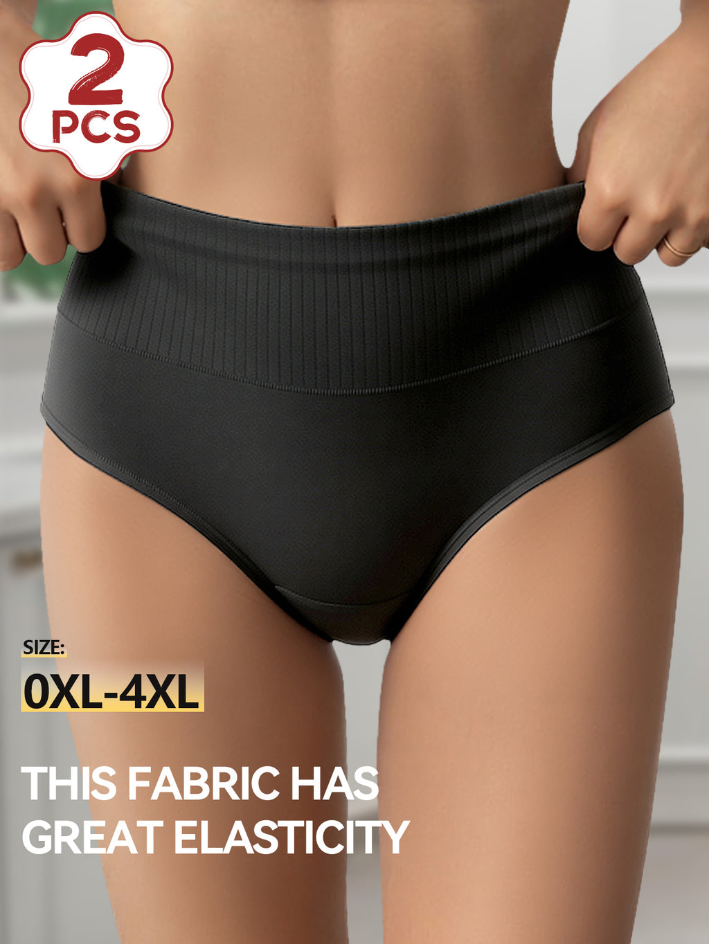 Culotte menstruelle grande taille, tissu léger, ligne épurée — composition : 86% Polyester, 14% Élasthanne