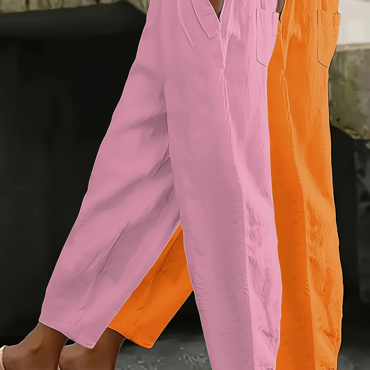Ensemble grande taille, coupe évasée, poches pratiques, toucher naturel, porté de face