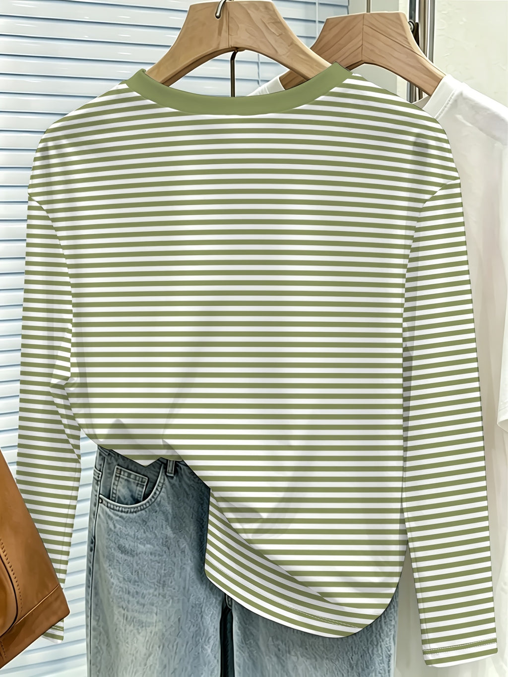T-shirt grande taille à rayures, coupe oversize, manches longues, tissu opaque