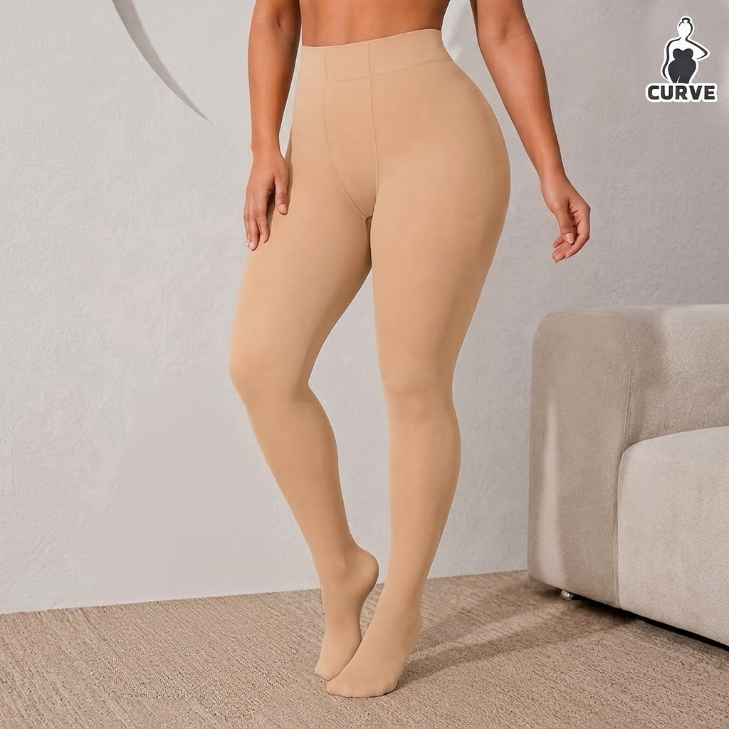 Collant grande taille en velours, toucher profond, allure élégante, porté de face
