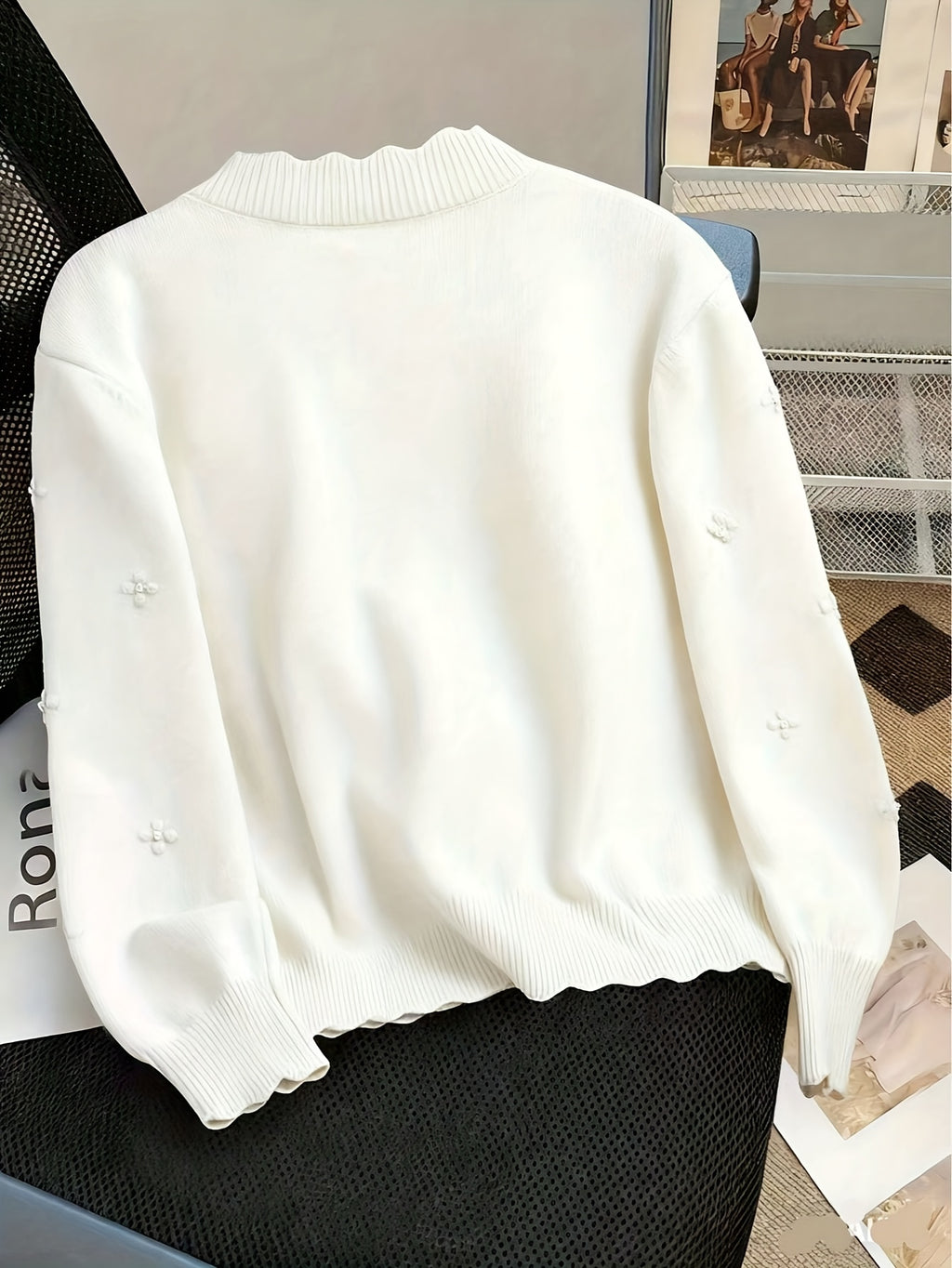 Gilet grande taille, volants, tombé fluide, chaleur d'hiver, vu de dos