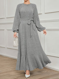 Robe pull grande taille — Manches ballon et maille côtelée