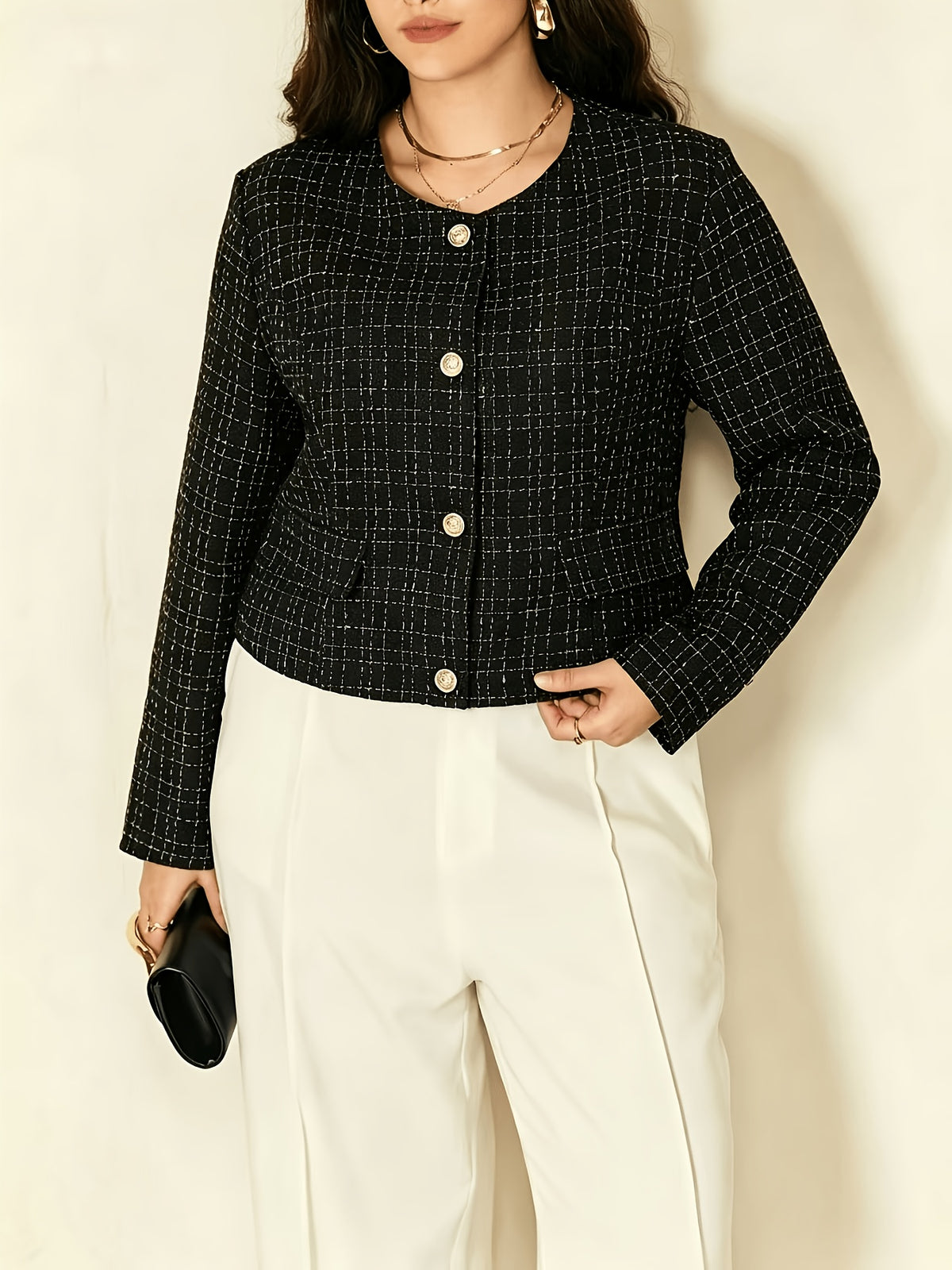 Veste grande taille en tweed, visuel produit
