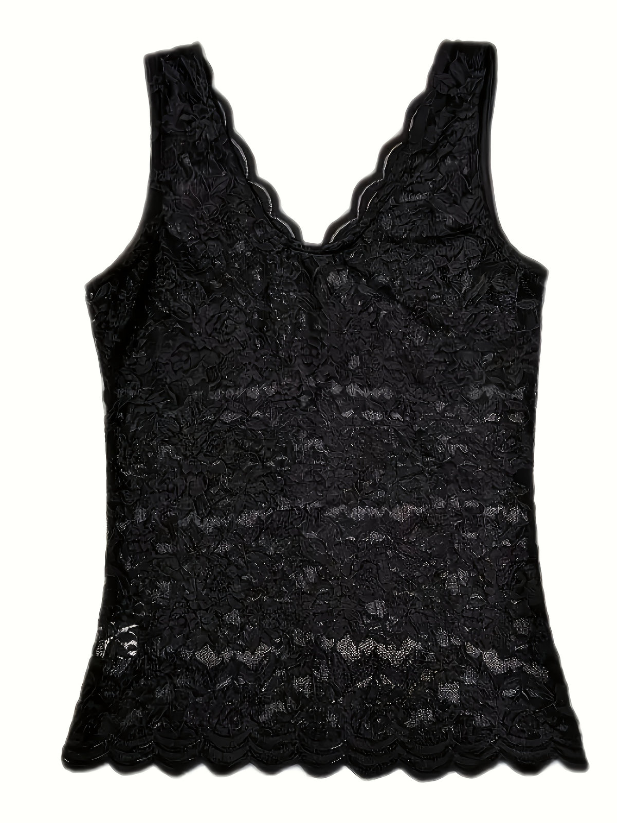 Body gainant grande taille en dentelle, col V, coupe asymétrique sans manches, vu de dos