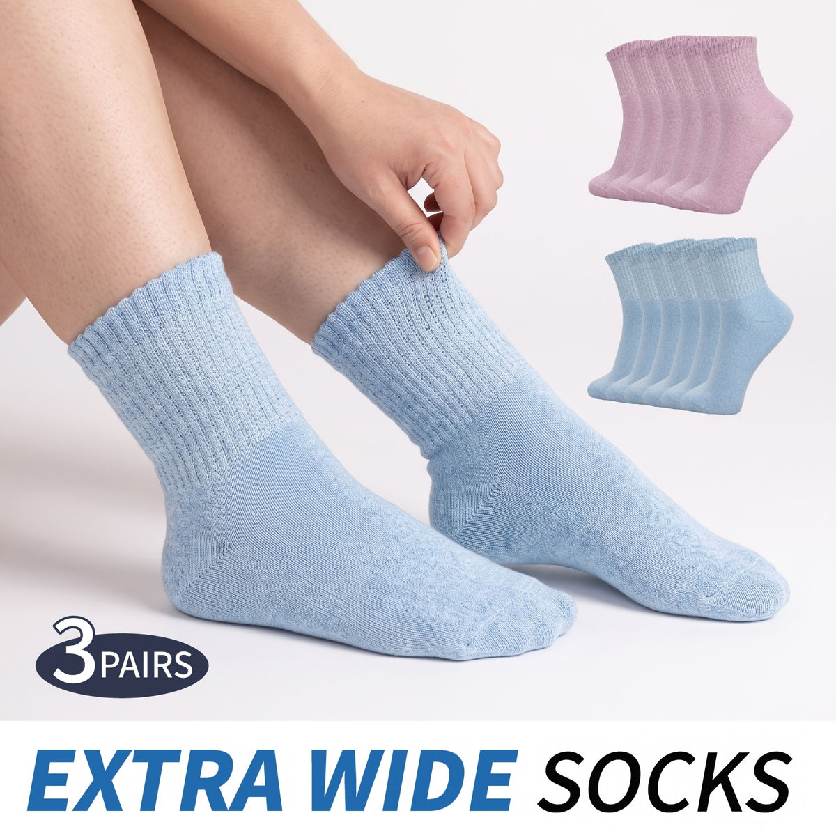 Chaussettes grande taille, coupe ample, toucher naturel, cordon de serrage
