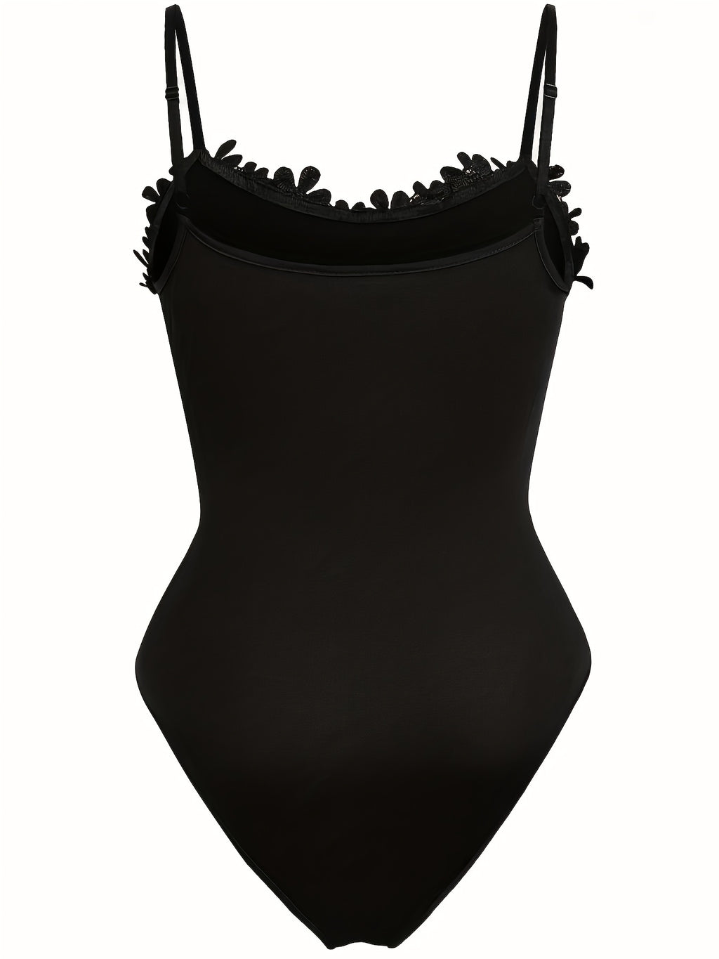 Body gainant grande taille en dentelle, encolure nette, effet ajouré, mise en situation
