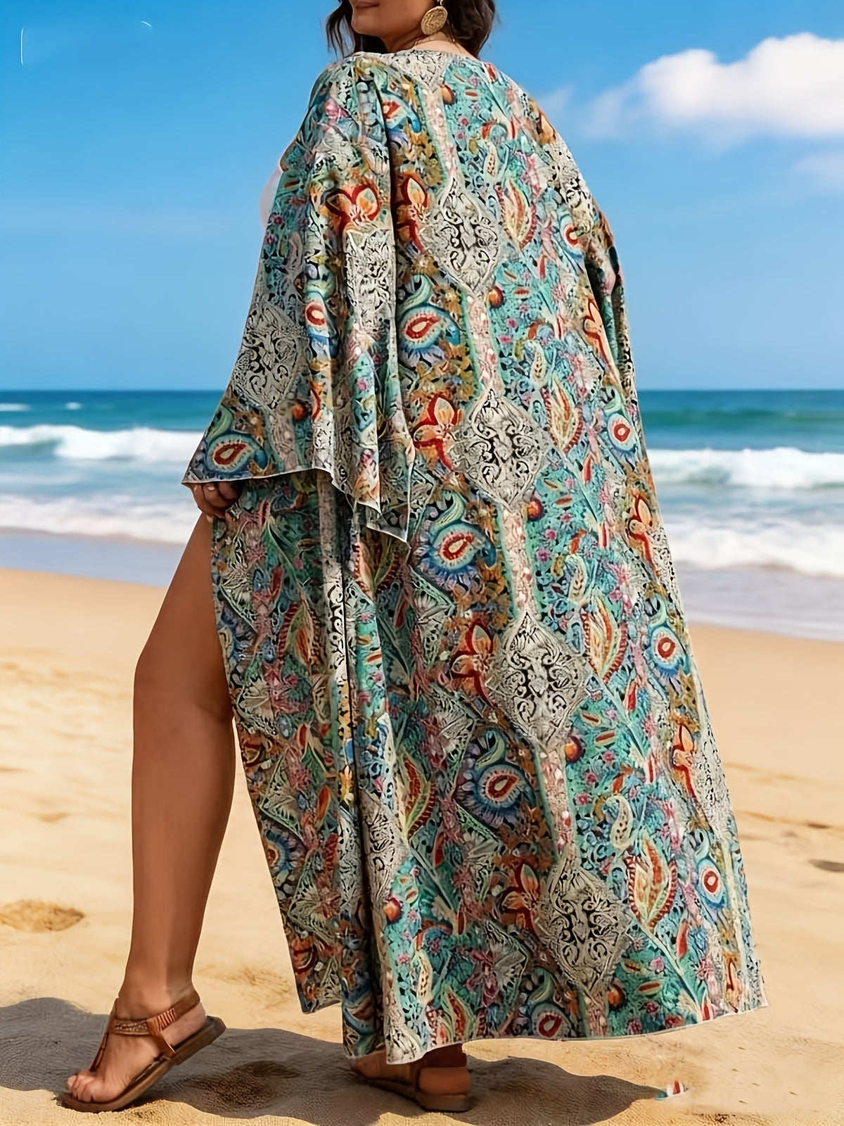 Kimono grande taille, coupe ample, vu de dos