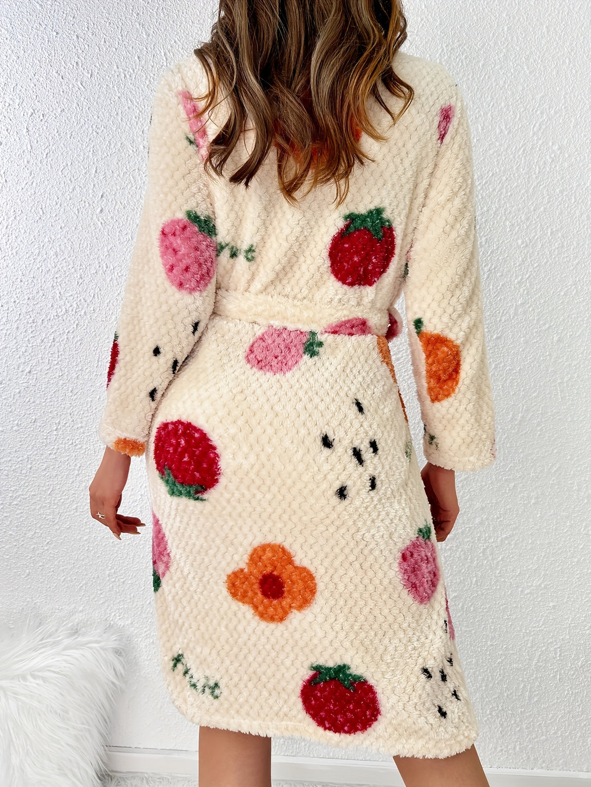 Peignoir grande taille, manches longues, chaleur d'hiver, vu de dos