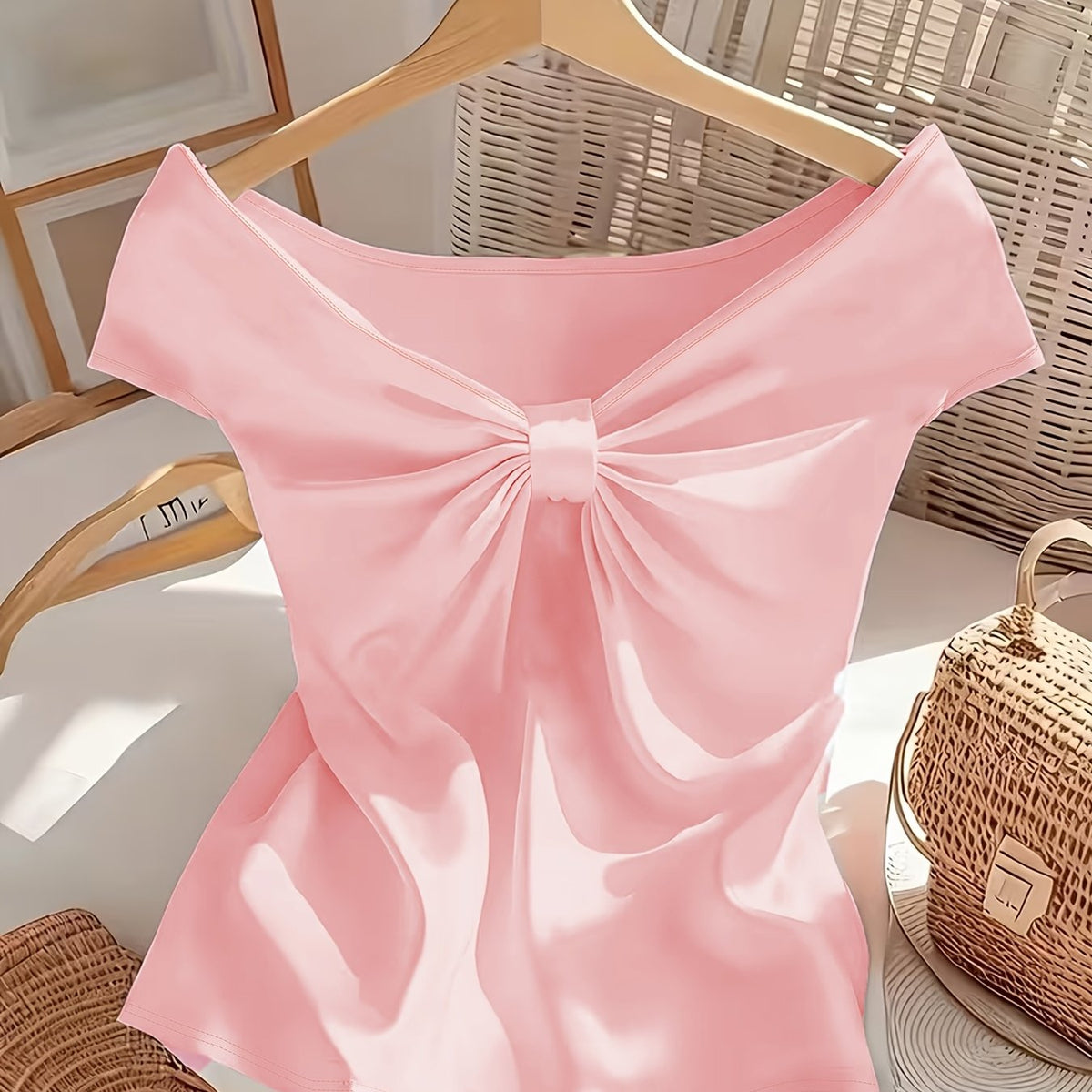 T-shirt grande taille, épaules dénudées, manches courtes — matière : polyester