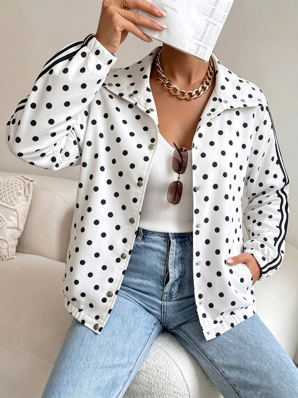 Veste grande taille à pois