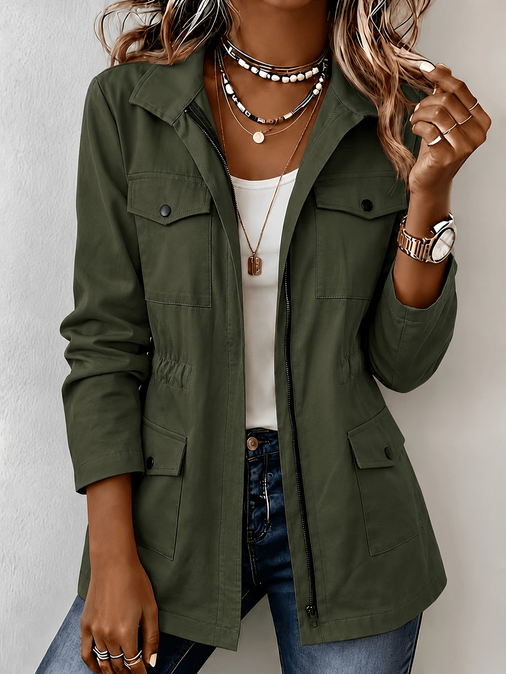 Veste grande taille, coupe oversize, poches pratiques