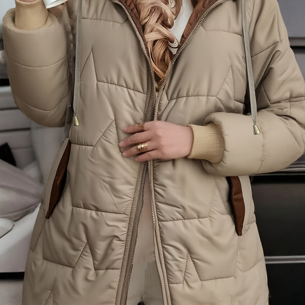 Veste grande taille, fermeture zippée, chaleur d'hiver, matelassé — matière : polyester