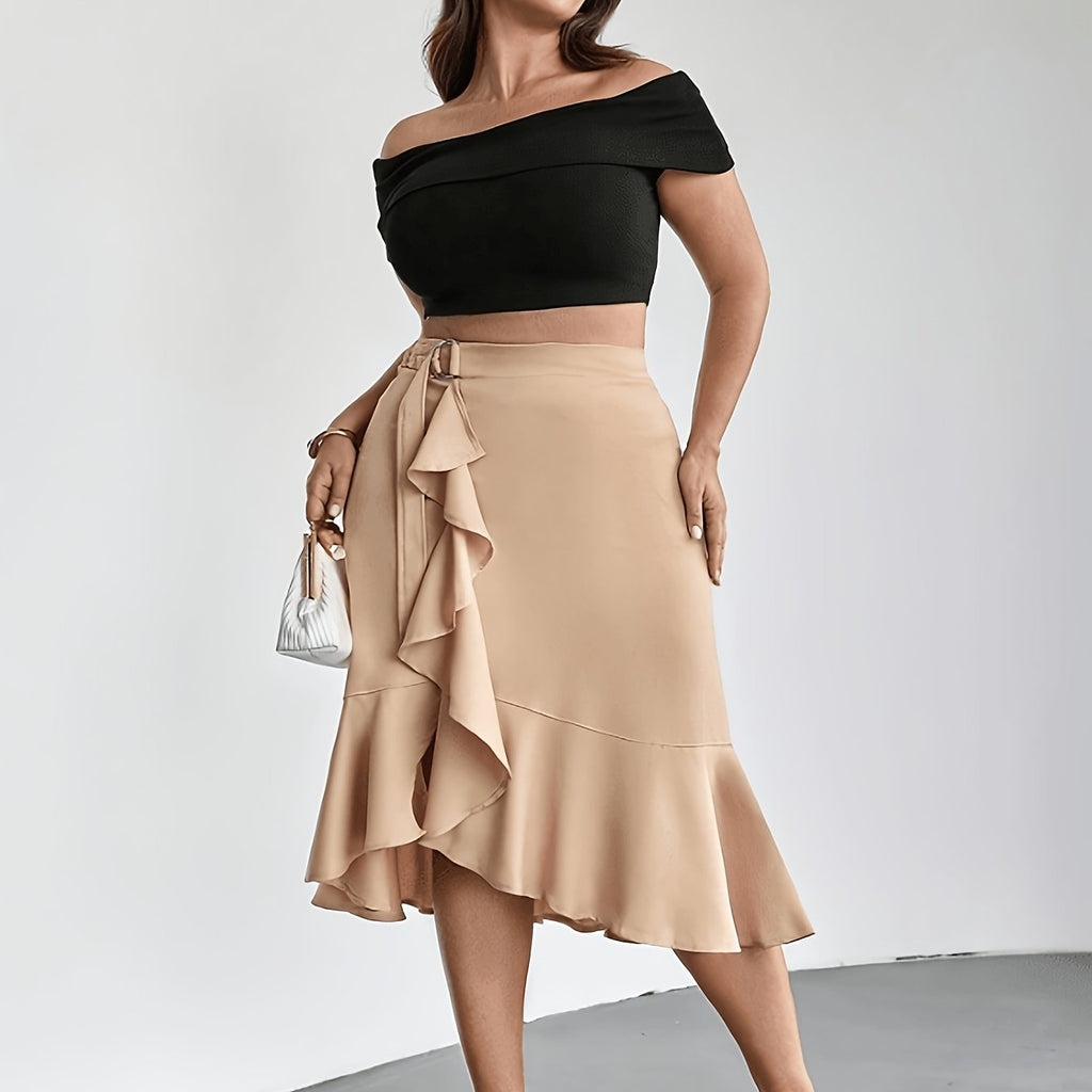 Jupe grande taille, allure élégante — matière : polyester