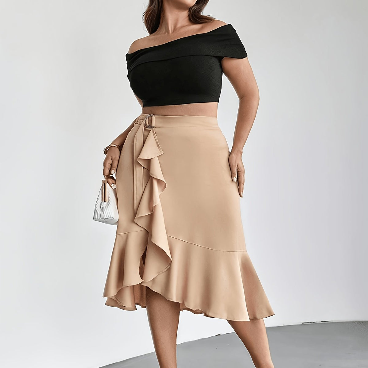 Jupe grande taille, allure élégante — matière : polyester