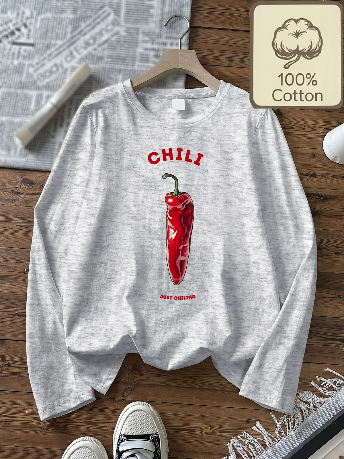 T-shirt grande taille, manches longues, toucher naturel, chaleur d'hiver, vue de profil