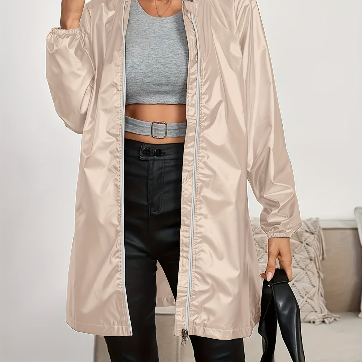 Veste grande taille, fermeture zippée, capuche — composition : 100% Polyester
