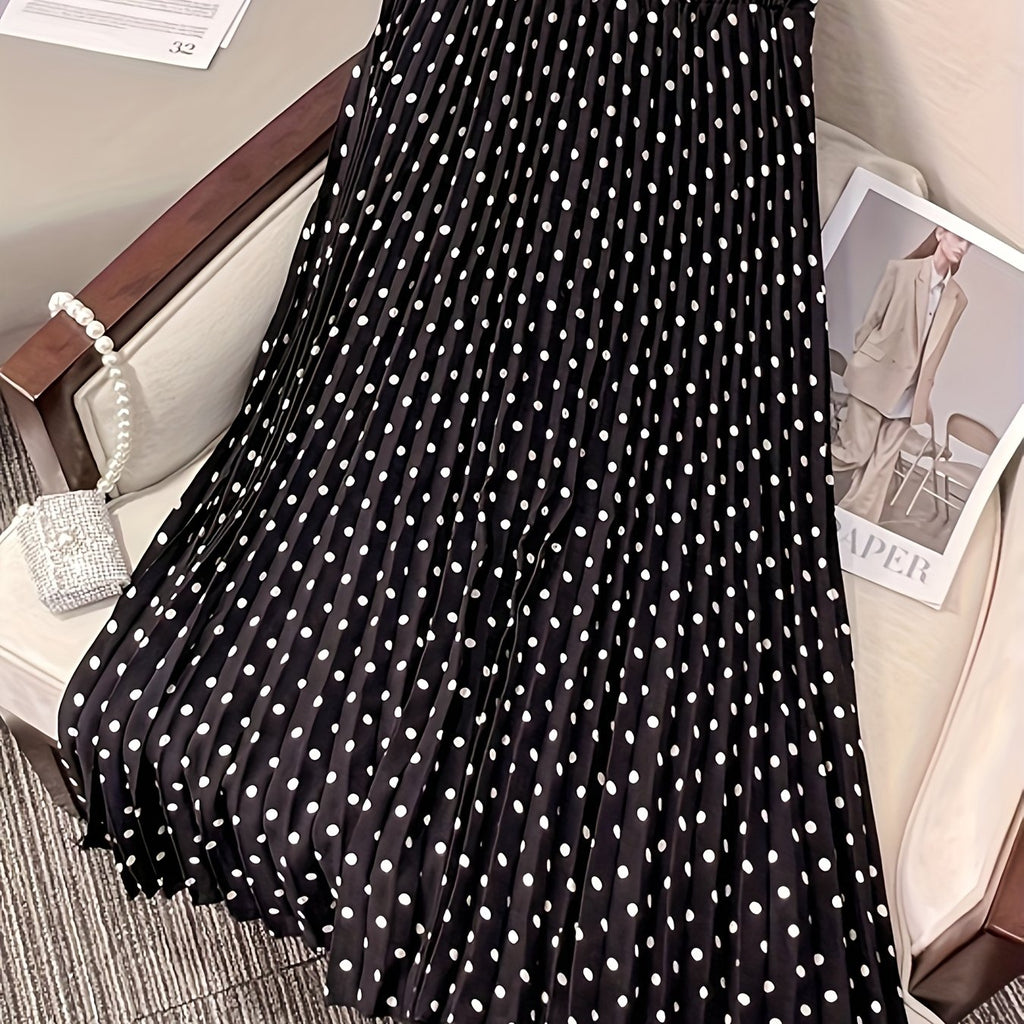 Jupe grande taille à pois, plissés — composition : 100% Polyester
