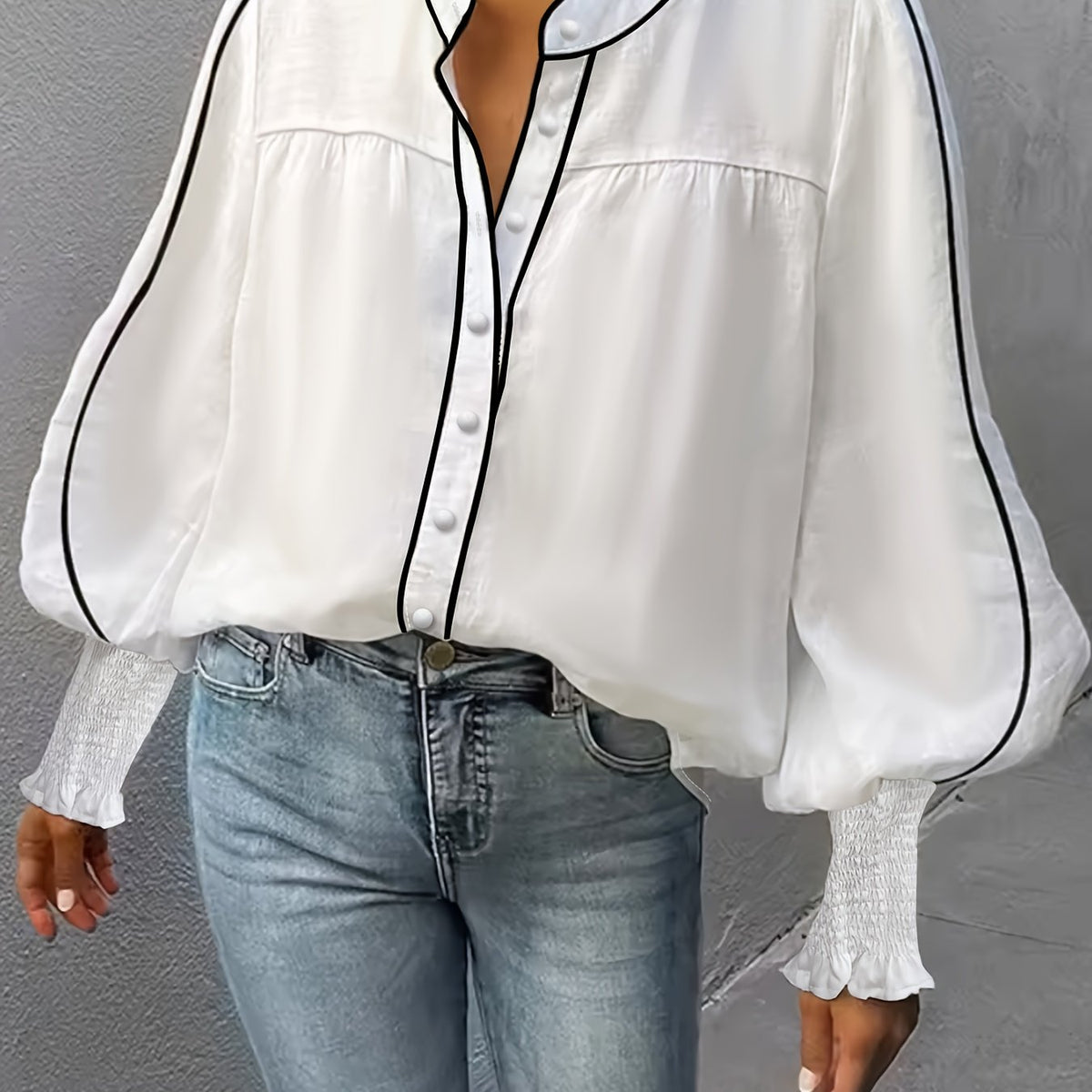 Chemise grande taille, coupe ample, col cardigan — matière : polyester