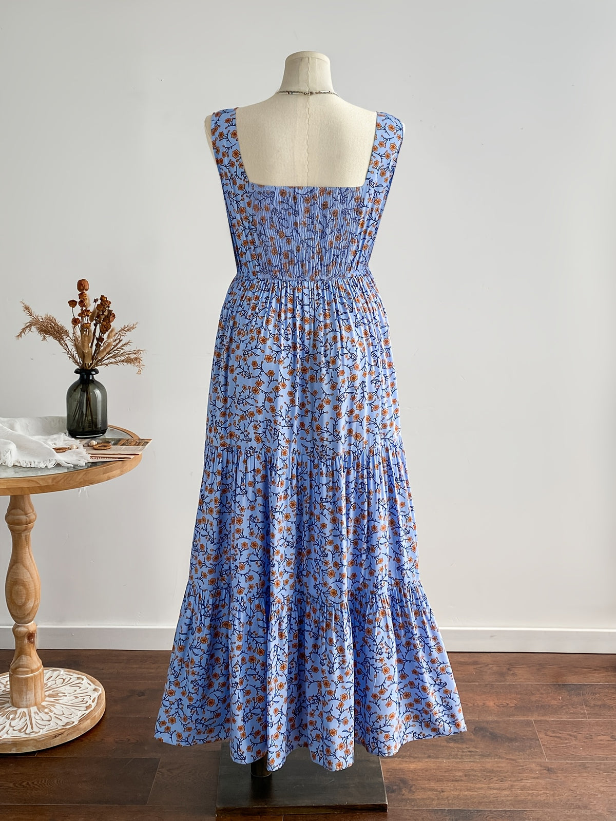 Robe longue grande taille — Viscose bohème à dos smocké