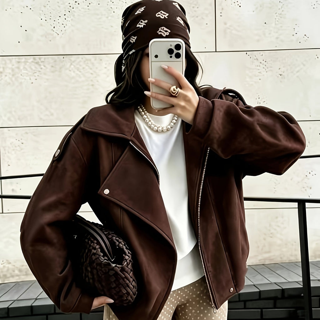 Veste grande taille, fermeture zippée, manches longues, chaleur d'hiver — matière : polyester