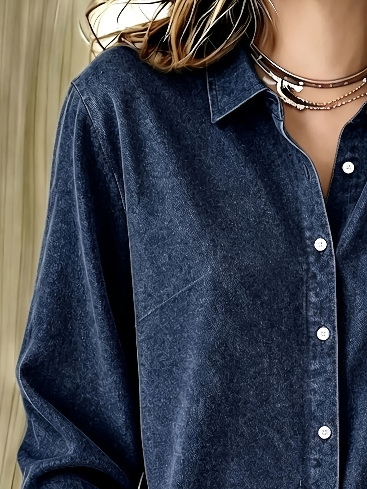 Chemise grande taille, manches longues, tombé fluide, chaleur d'hiver, tissu opaque