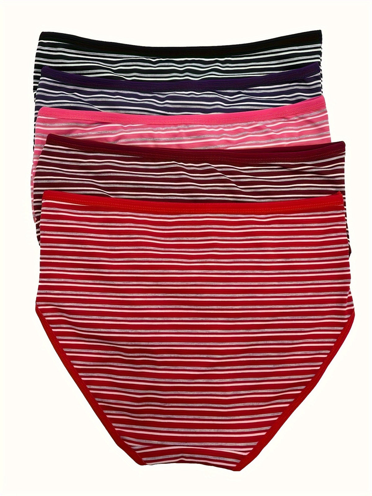 Culotte grande taille à rayures, toucher naturel, ligne épurée — composition : 90% Coton, 10% Élasthanne Image