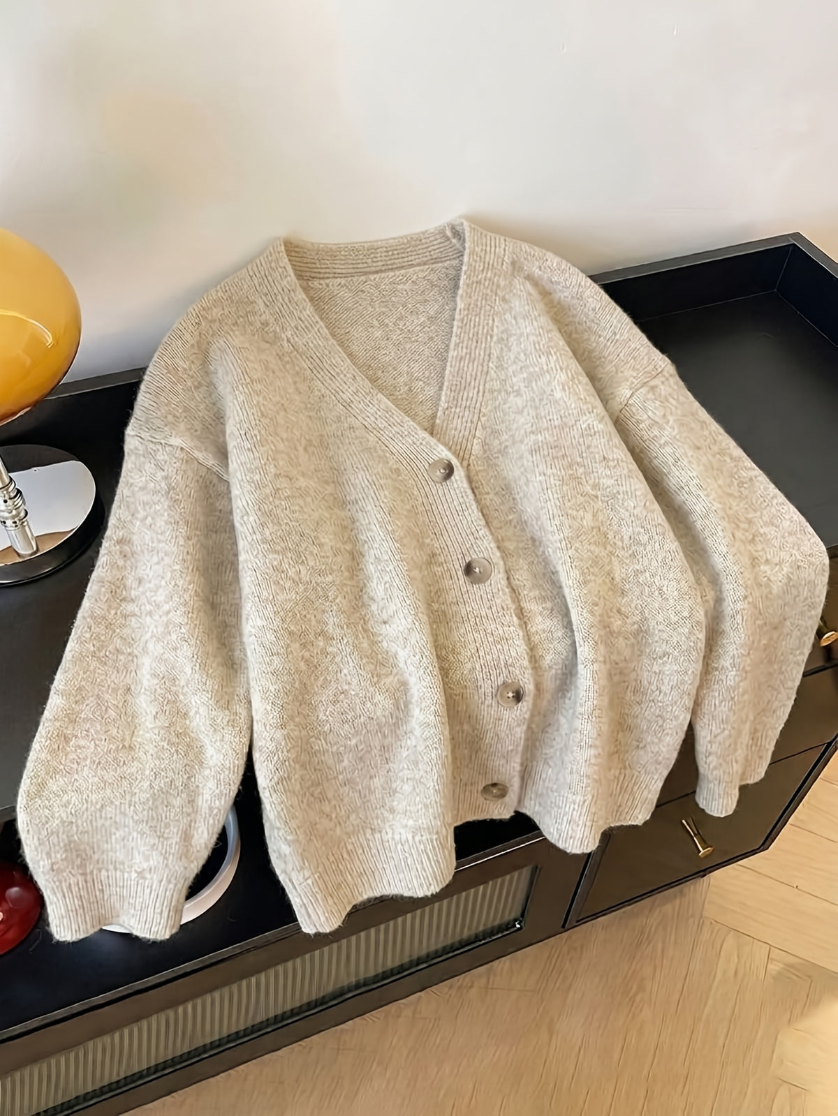 Pull grande taille, coupe ample, col V, chaleur d'hiver — composition : 50% Polyester, 29% Laine, 21% Polyamide