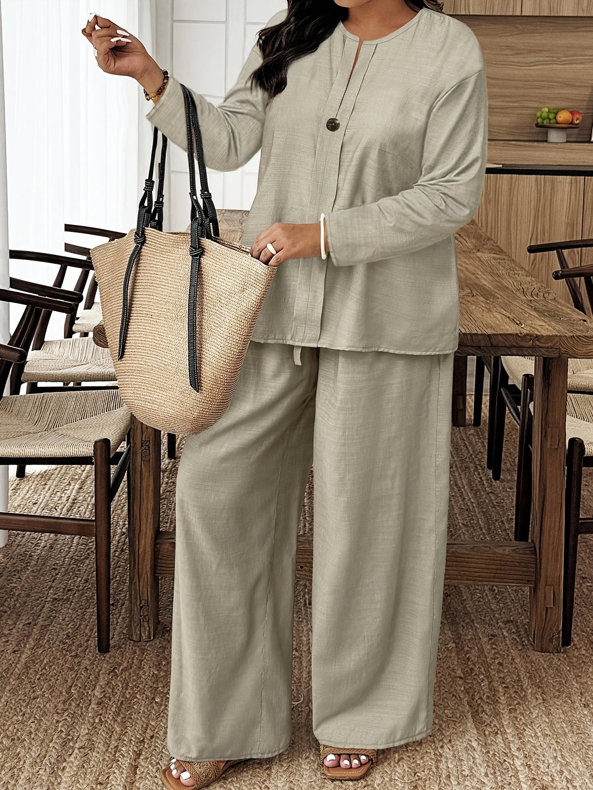 Ensemble grande taille — Chemise longue et pantalon ample