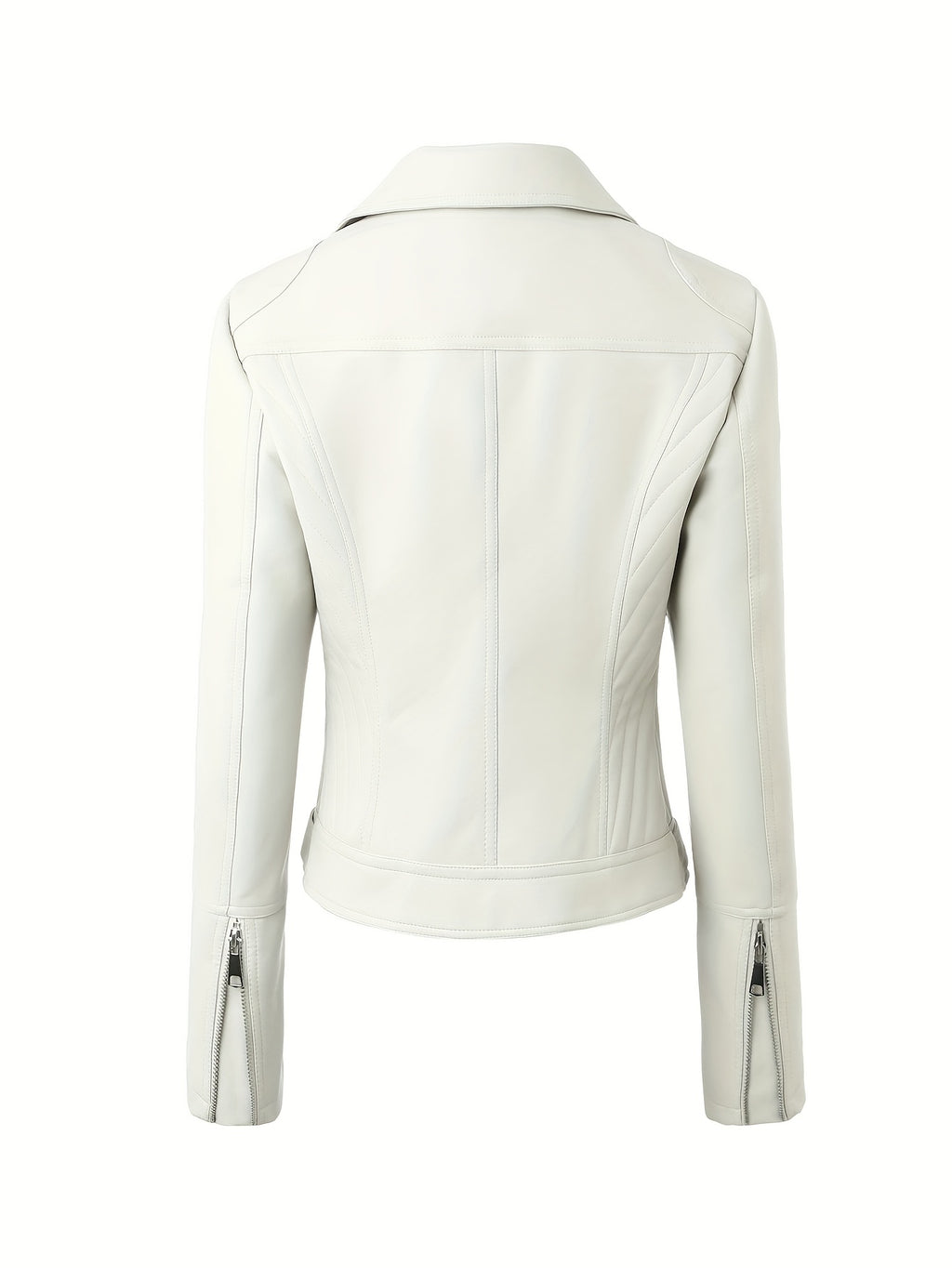 Veste grande taille en cuir synthétique, coupe ajustée, col, gros plan