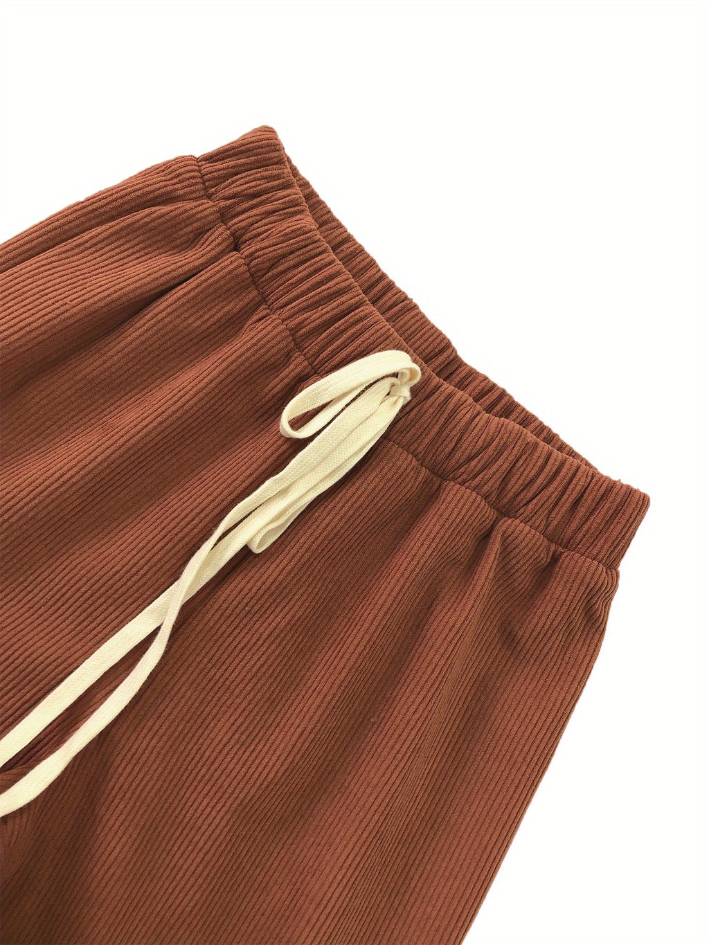 Pantalon grande taille en velours côtelé, coupe évasée, cordon, autre coloris