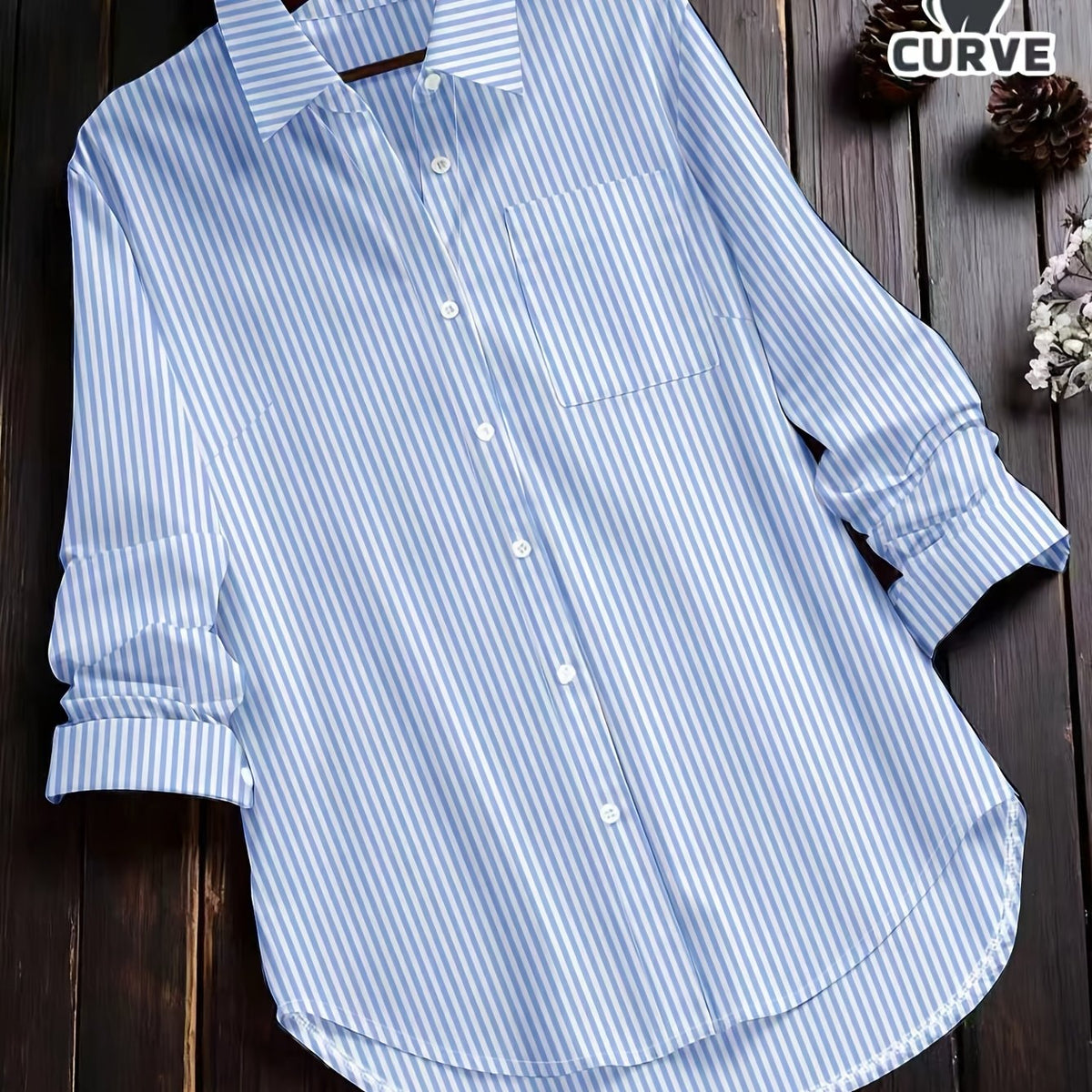 Chemise grande taille à carreaux, coupe ample, boutonnage, manches longues — matière : coton
