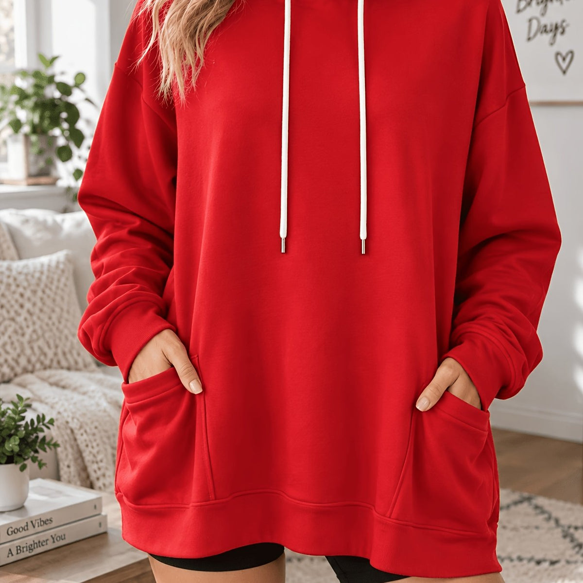 Sweat grande taille, coupe ample, manches longues, toucher naturel — matière : coton