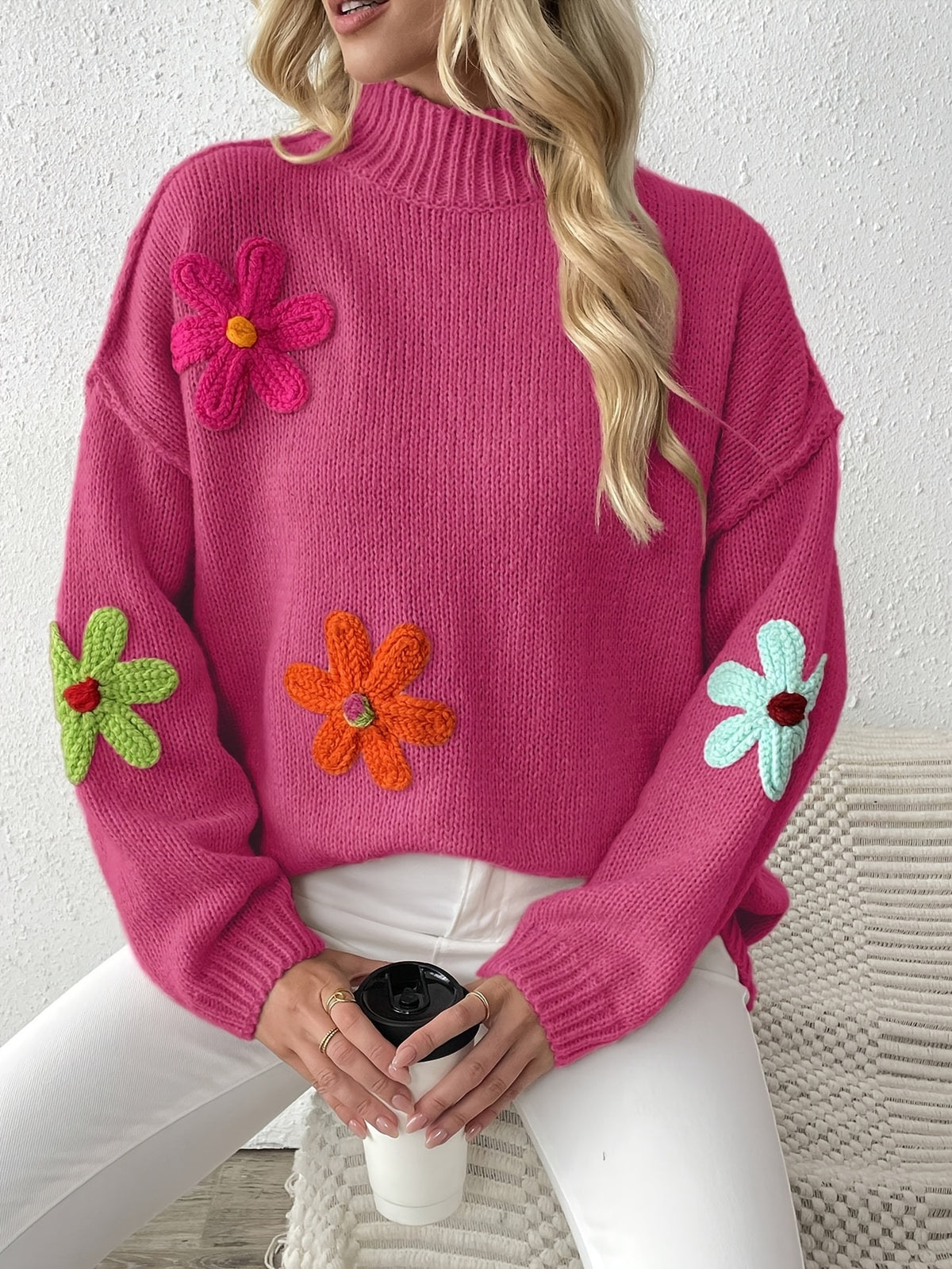 Pull grande taille, chaleur d'hiver, coupe asymétrique, vue de profil