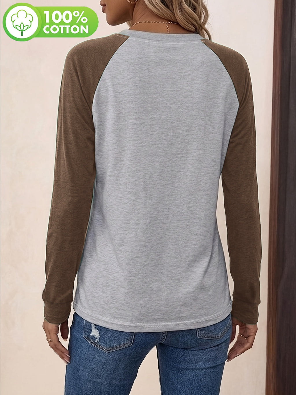 T-shirt grande taille, coupe ample, manches longues, toucher naturel, vu de dos