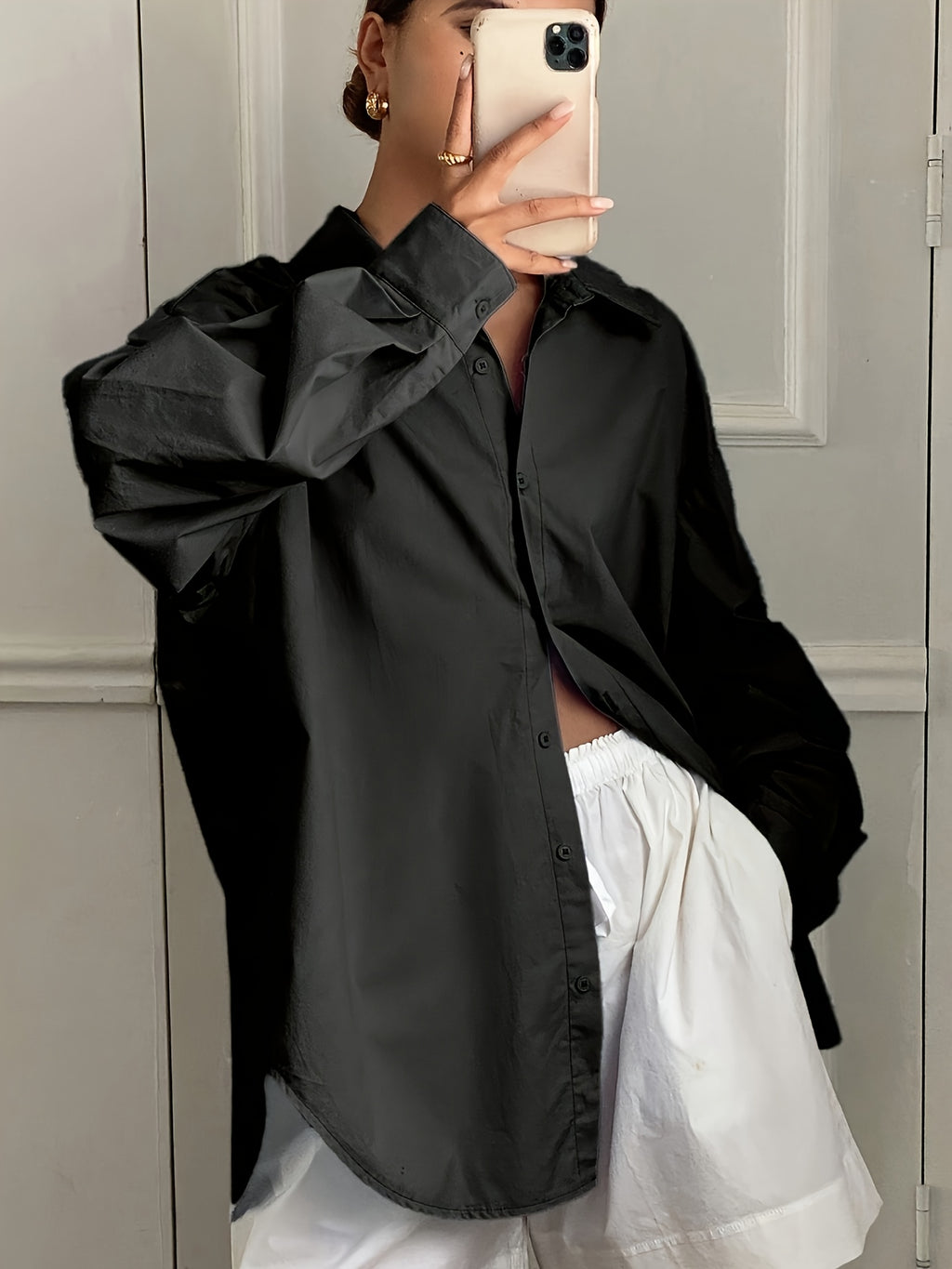 Chemise grande taille, coupe oversize, manches longues, visuel produit