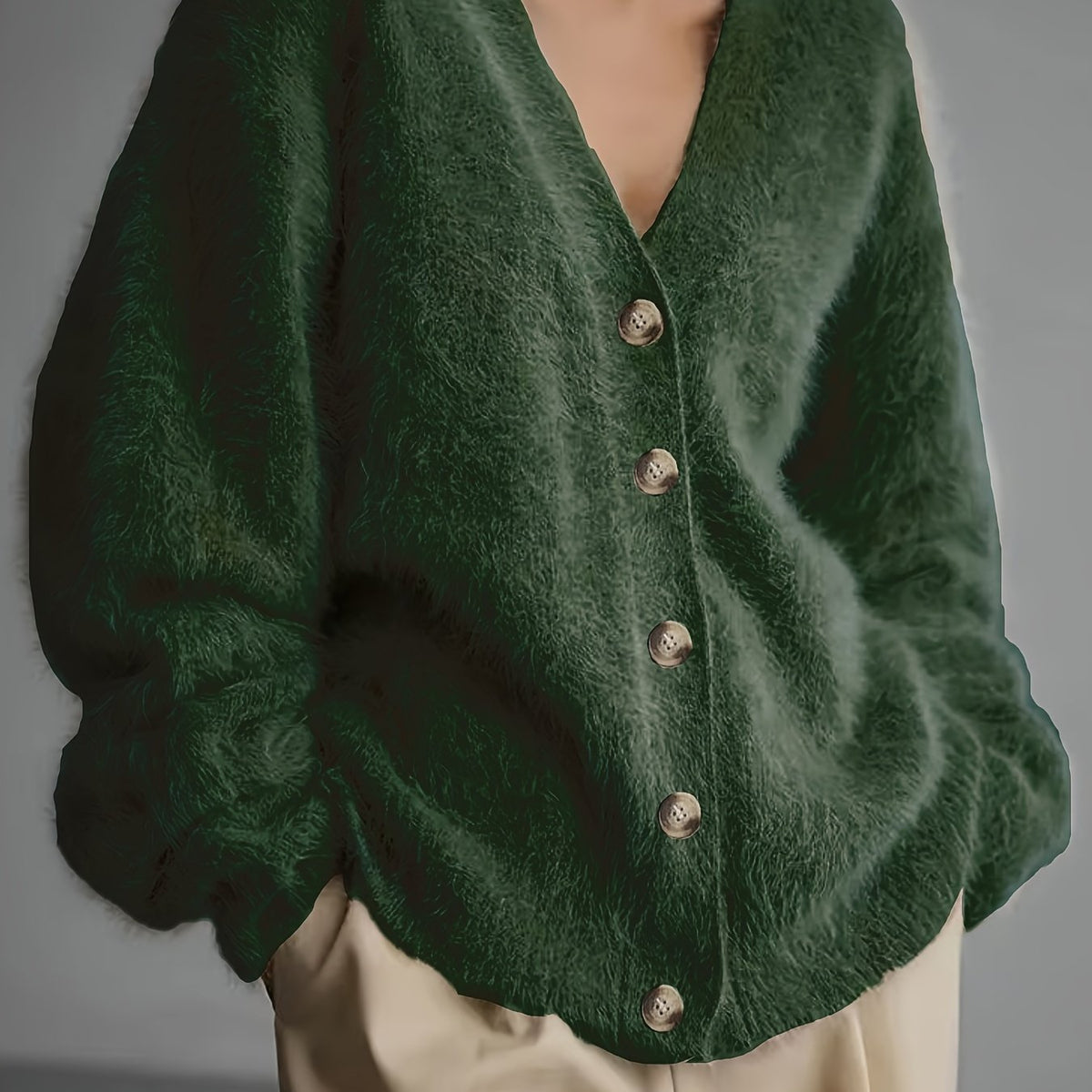 Cardigan grande taille, coupe oversize, boutonnage, manches longues — composition : 100% Polyester
