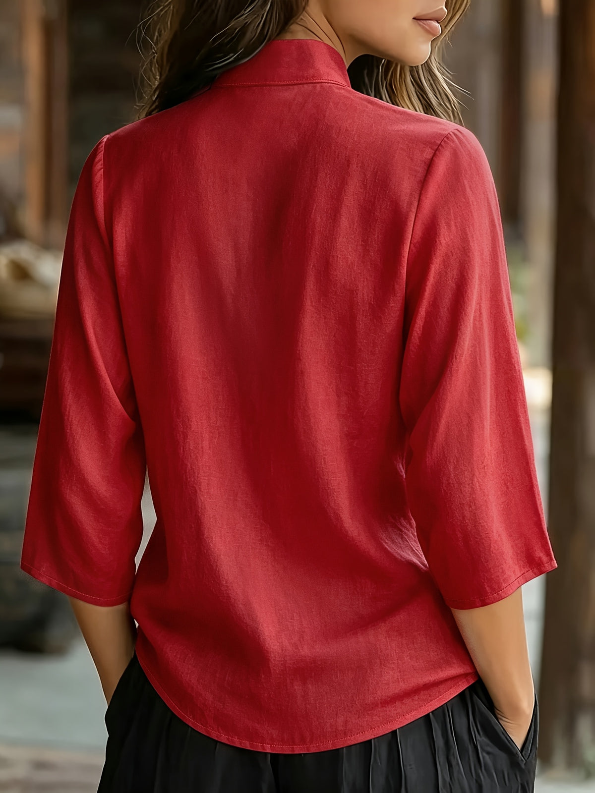 Chemise grande taille, dentelle contrastée, manches longues, toutes saisons, mise en situation