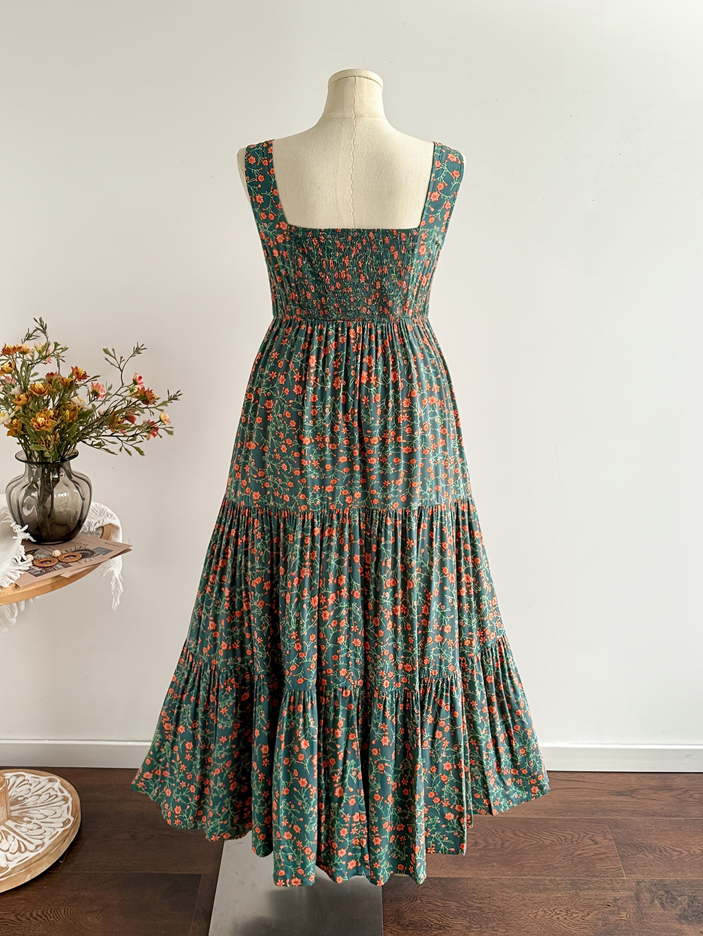 Robe longue grande taille — Viscose bohème à dos smocké