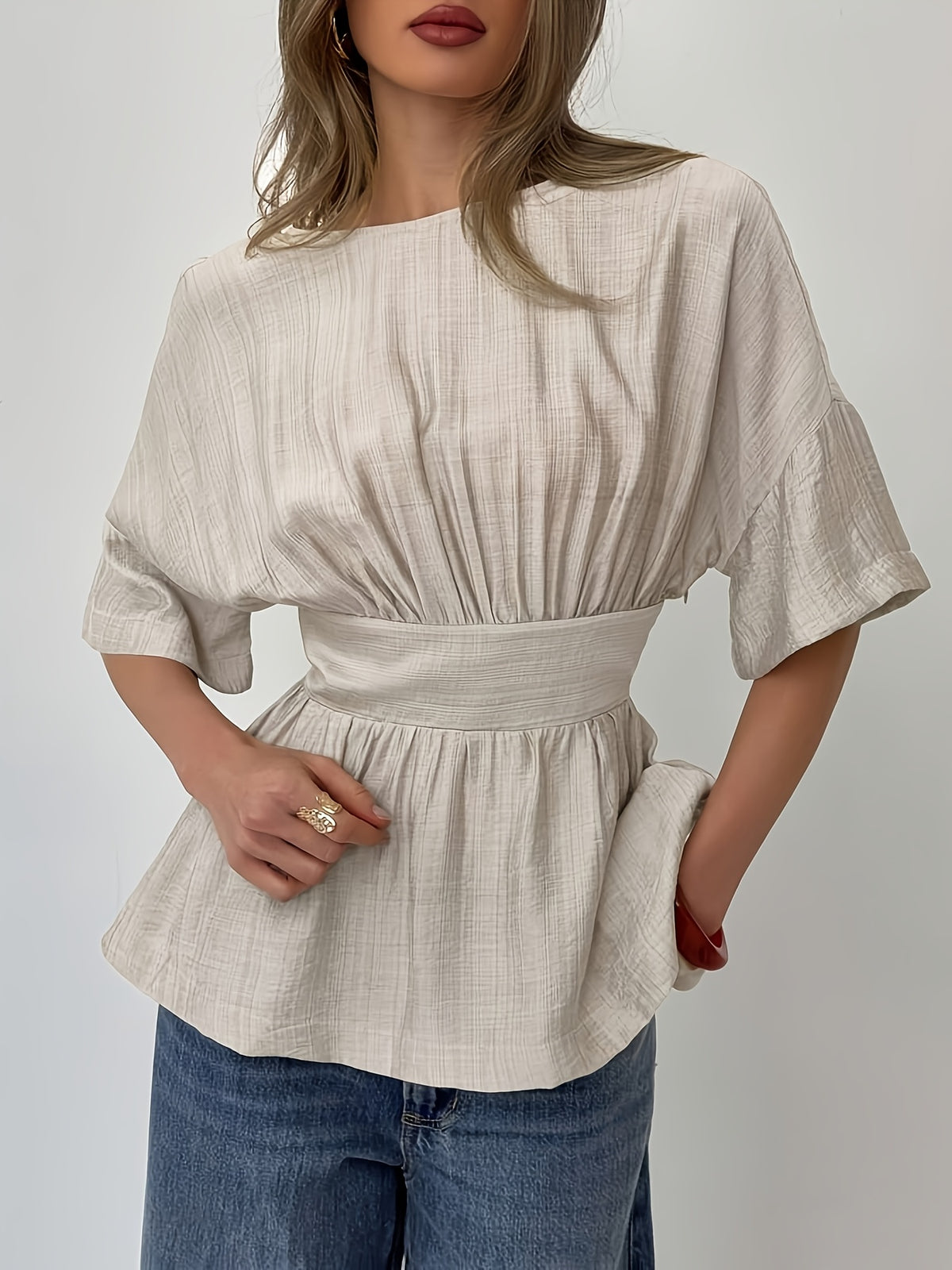 Chemise grande taille, coupe oversize, épaules dénudées