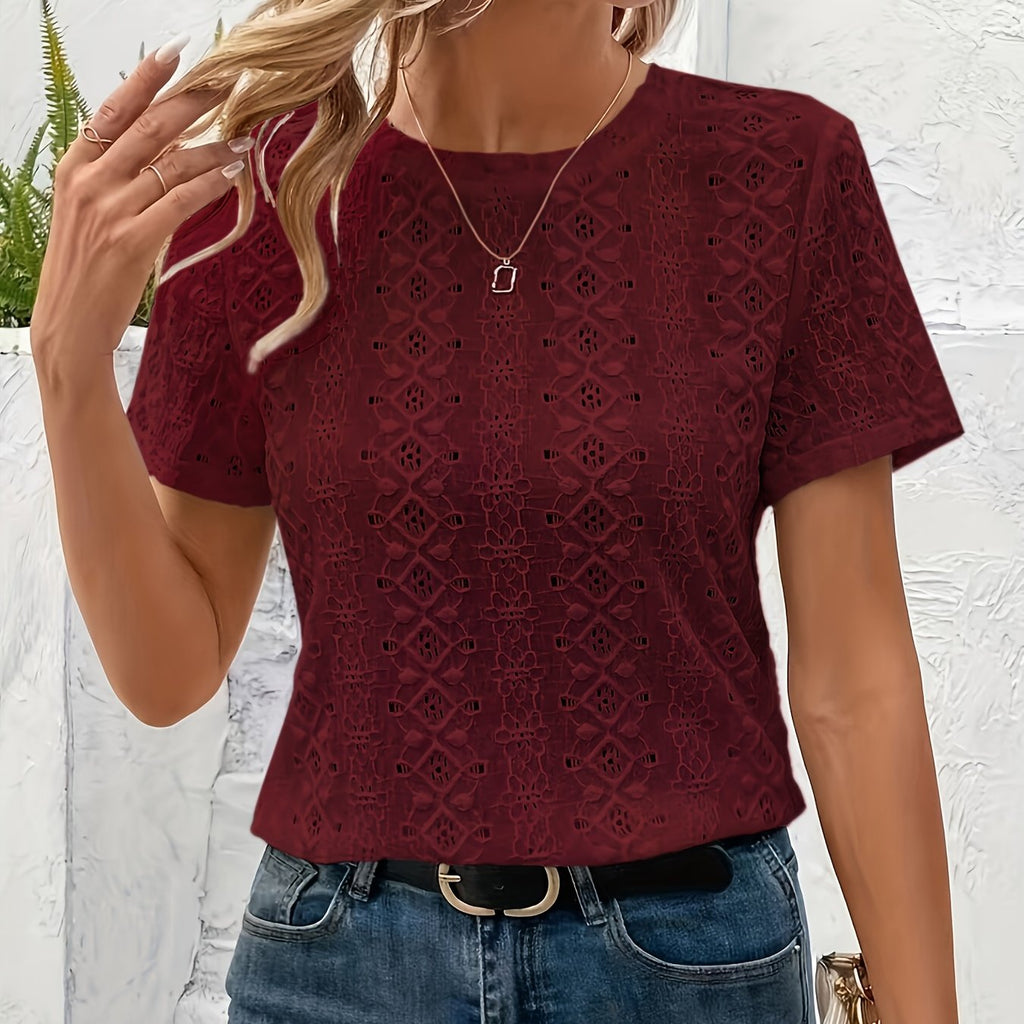 T-shirt grande taille en maille, manches courtes, maille souple, mise en situation