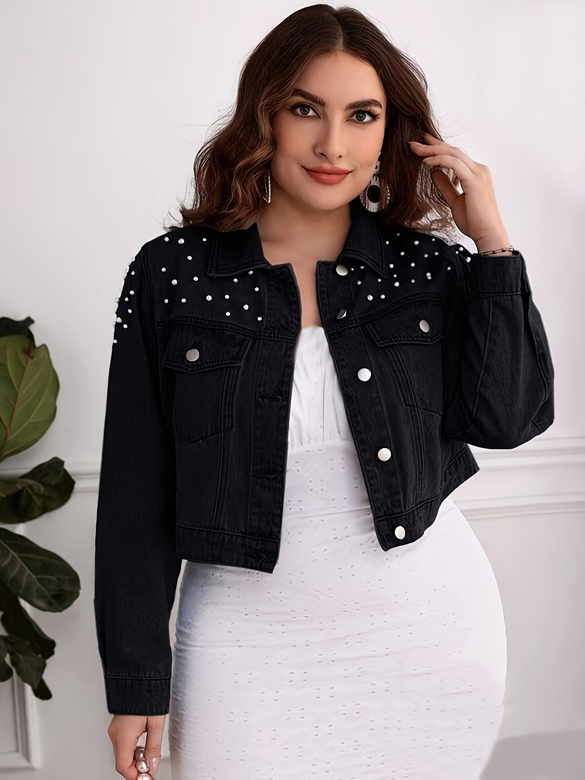 Blazer grande taille, coupe oversize, tenue franche, tissu opaque