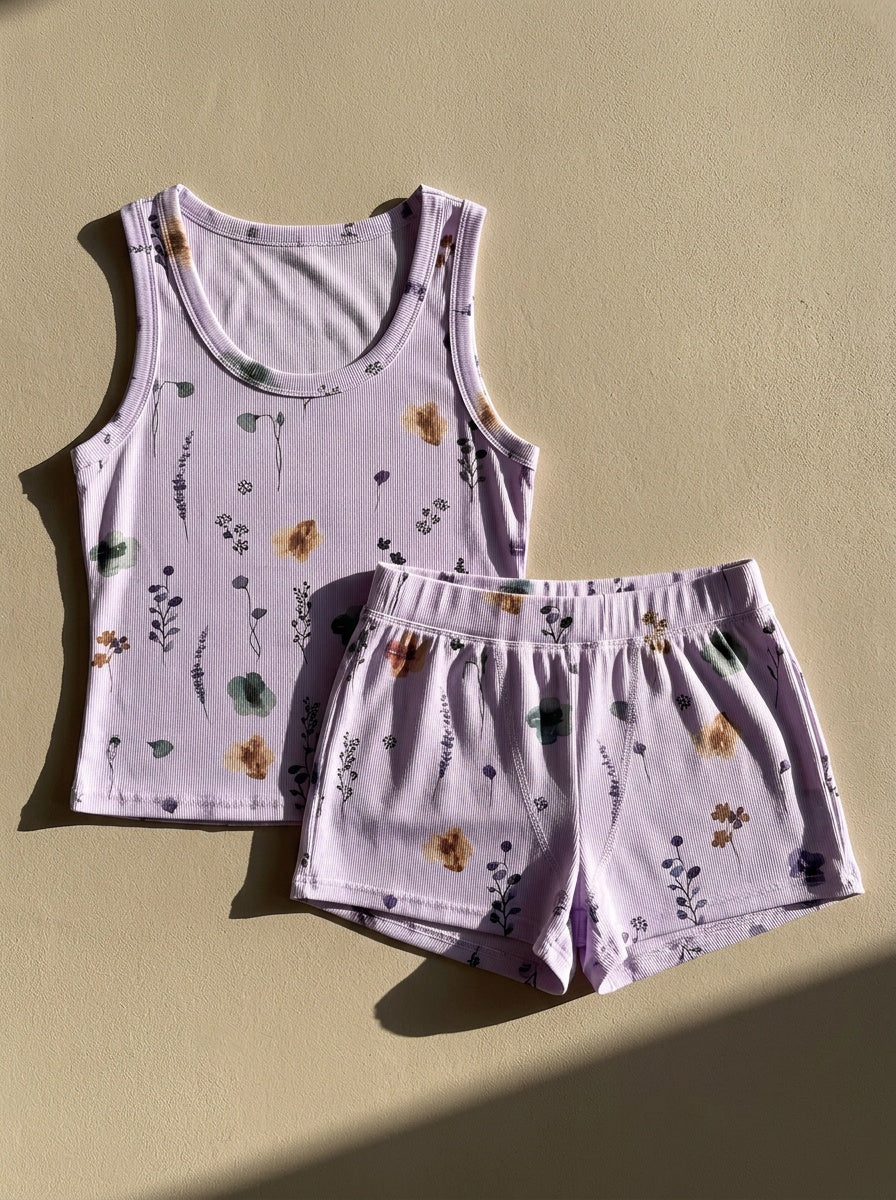 Pyjama grande taille à imprimé fleuri, tombé fluide, vu de dos