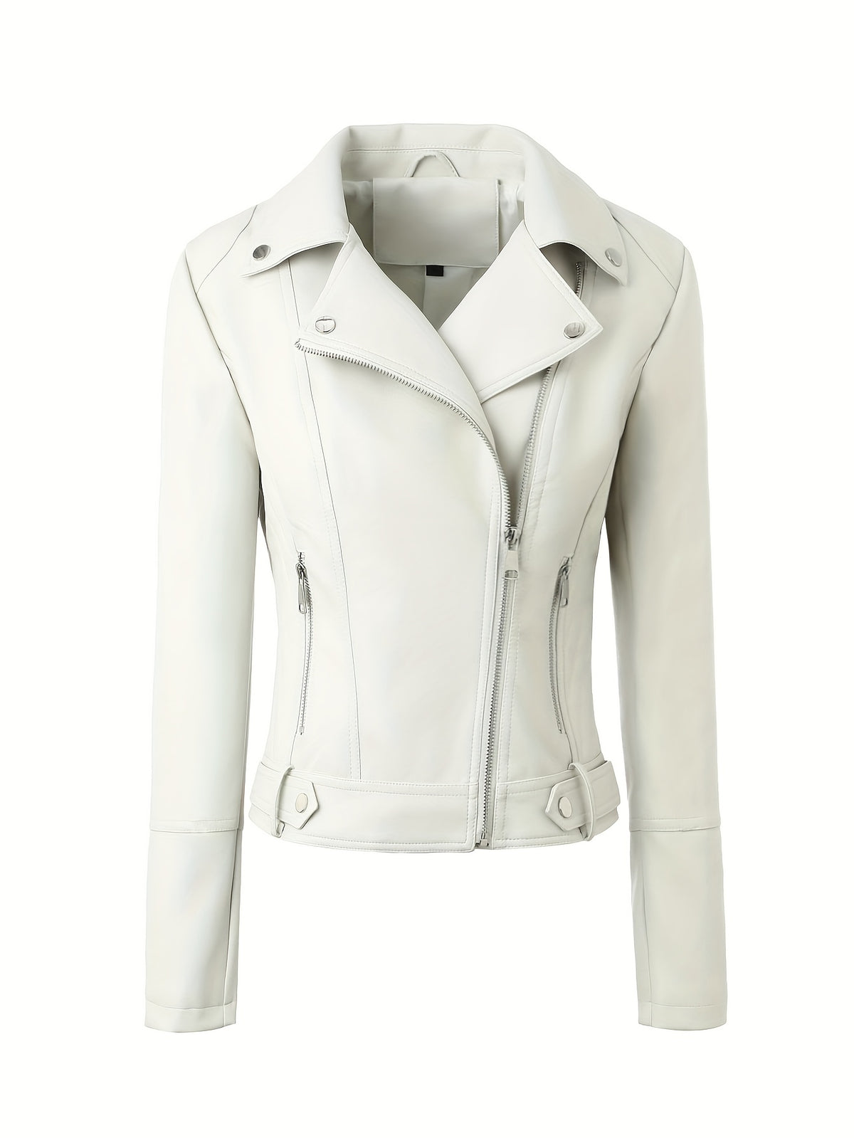 Veste grande taille en cuir synthétique, coupe ajustée, col Image