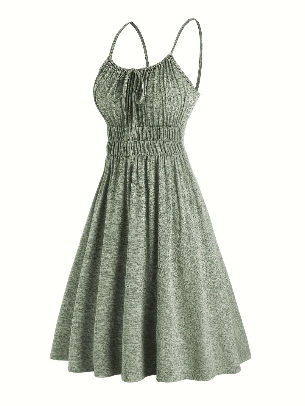 Robe courte grande taille — Maille chinée et taille smockée
