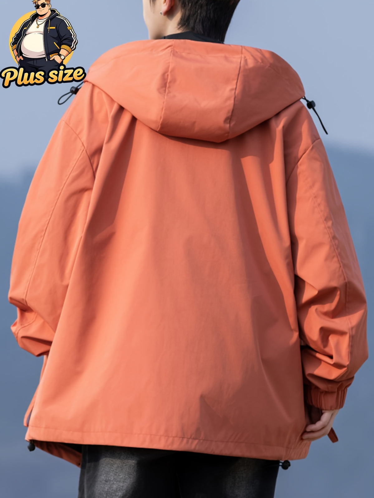 Veste grande taille, coupe ample, poches pratiques, coupe-vent, détail du tissu
