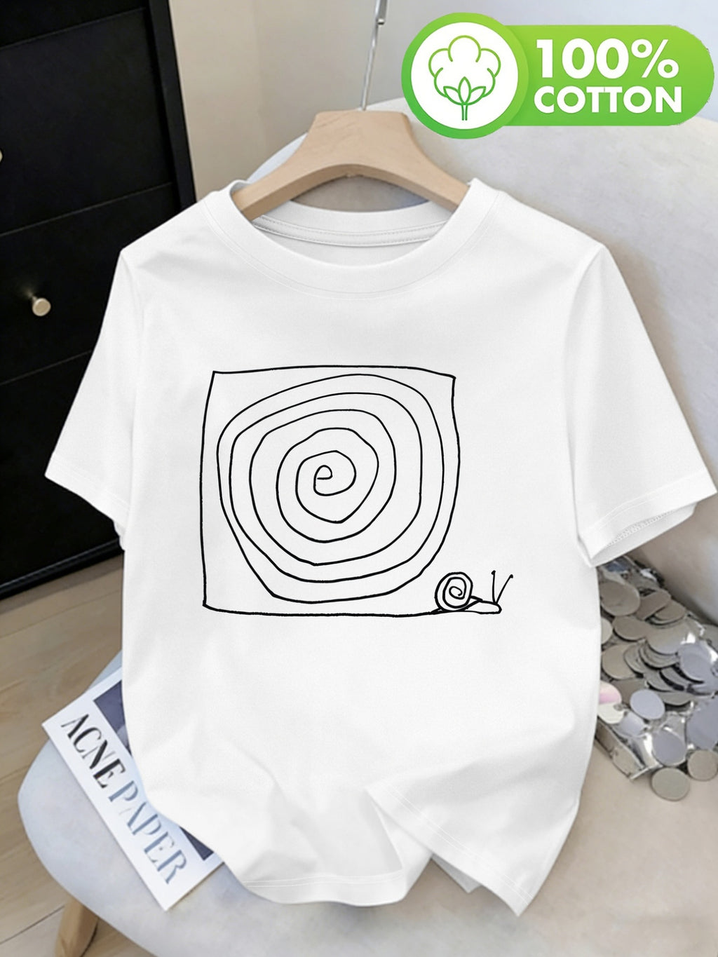 T-shirt grande taille, coupe ample, col rond, manches courtes, vu de dos